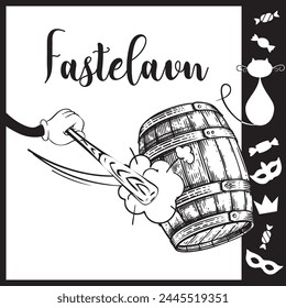 February event in European countries - Fastelavn. Vector illustration