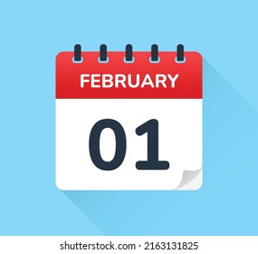 February first day of the month on calendar vector icon