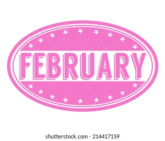 February grunge rubber stamp on white background, vector illustration
