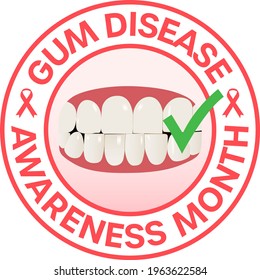 February gum disease awareness month vector illustration isolated on white background. Diagnosis, prevent, protection, and gingivitis concept. Hand-drawn flat health and health care design. 