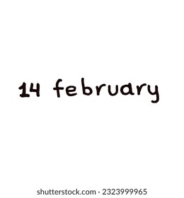February Handwriting days of calendar black and white script