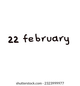 February Handwriting days of calendar black and white script