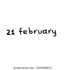 February Handwriting days of calendar black and white script