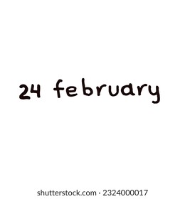 February Handwriting days of calendar black and white script