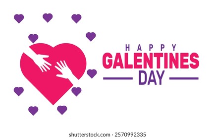 February is Happy Galentine's Day background template. Perfect for banners, cards, posters, social media. Vector design with text inscription and classic color for a professional look