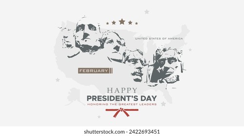 February, Happy President's day. United States of America. Design template to commemorate president's day in the united states. design with a government and law concept.