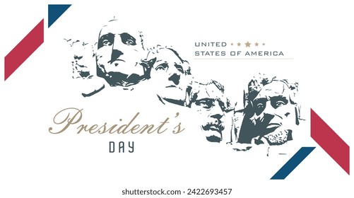 February, Happy President's day. United States of America. Design template to commemorate president's day in the united states. design with a government and law concept.