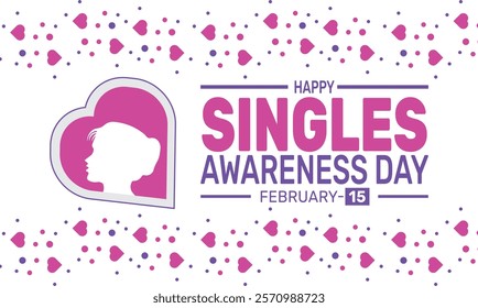 February is Happy Singles Awareness Day background template. Perfect for lovely banners, cards, posters, social media. Vector design with text inscription and classic color for a professional look