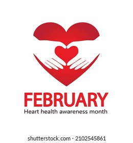 February Heart Health Awareness Month Vector. 