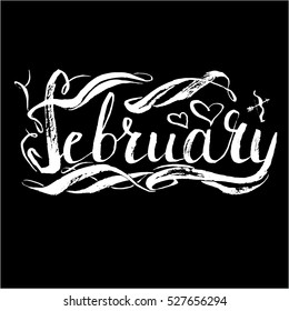 February heart lettering vector