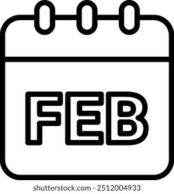 February Icon or Illustration for Winter Calendar Designs, Emphasizing Monthly Planning, Event Scheduling, and Seasonal Reminders for February