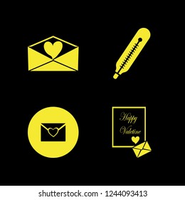 february icon. february vector icons set thermometer and heart envelope