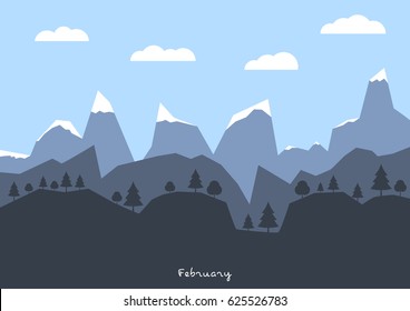 February illustration Flat style