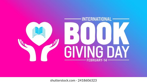 February is International Book Giving Day background template. Holiday concept. use to background, banner, placard, card, and poster design template with text inscription and standard color. vector