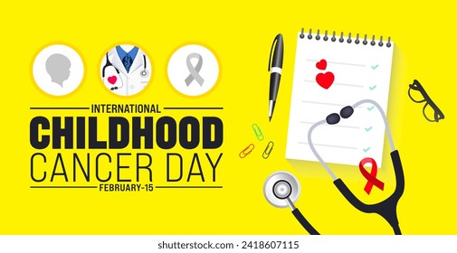 February is International Childhood Cancer Day background template. Holiday concept. use to background, banner, placard, card, and poster design template with text inscription and standard color.