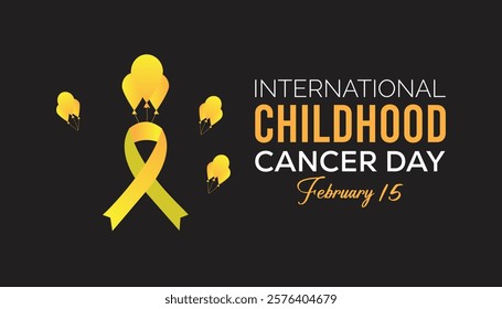 February is International Childhood Cancer Day. Vector template Design for banner, greeting card, poster, prints, social media post ,flyer , T shirt with background.