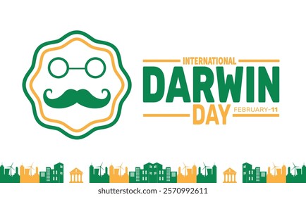 February is International Darwin Day background template. International Day of Science and Humanism. Perfect for banners, cards, posters, and social media .