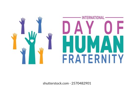 February is International Day of Human Fraternity background template. Perfect for banners, cards, posters, and social media .Vector design with text inscription and classic color for a professional