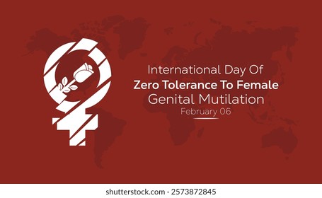 February is International Day of Zero Tolerance to Female Genital Mutilation . Vector template Design for banner, greeting card, poster, prints, social media post ,flyer , T shirt with background.