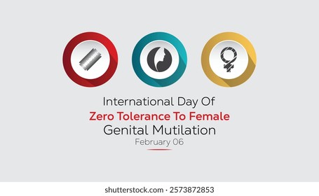 February is International Day of Zero Tolerance to Female Genital Mutilation . Vector template Design for banner, greeting card, poster, prints, social media post ,flyer , T shirt with background.