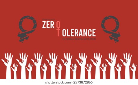 February is International Day of Zero Tolerance to Female Genital Mutilation . Vector template Design for banner, greeting card, poster, prints, social media post ,flyer , T shirt with background.