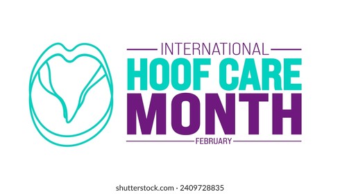 February is International Hoof Care Month background template. Holiday concept. background, banner, placard, card, and poster design template with text inscription and standard color. vector