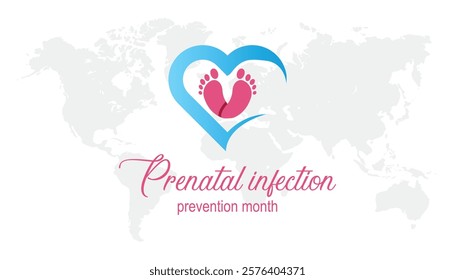 February is International Prenatal Infection Prevention Month. Vector template Design for banner, greeting card, poster, prints, social media post ,flyer , T shirt with background.