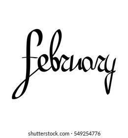 february, isolated calligraphy lettering, word design template, vector illustration