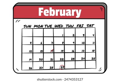 February Leap Year Calendar, February calendar 