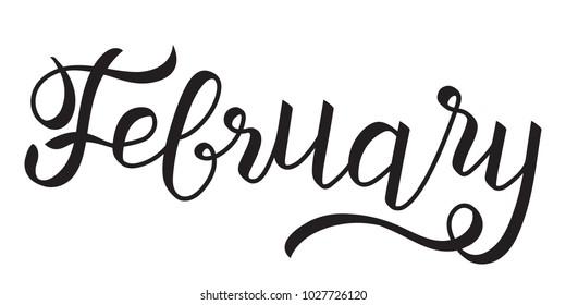 February lettering. Hand-written calligraphy, February month brush-lettering, suitable for cutting machines.