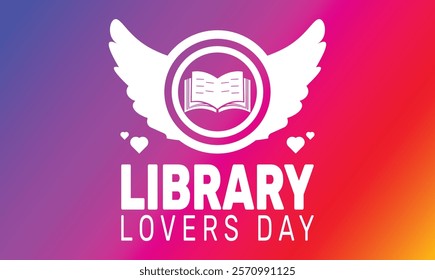 February is Library Lovers Day background template. Perfect for banners, cards, posters, social media. Vector design with text inscription and classic color for a professional look