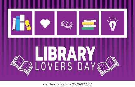 February is Library Lovers Day background template. Perfect for banners, cards, posters, social media. Vector design with text inscription and classic color for a professional look