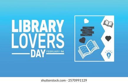 February is Library Lovers Day background template. Perfect for banners, cards, posters, social media. Vector design with text inscription and classic color for a professional look