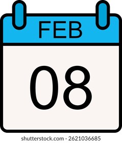 February Line Filled Vector Icon Design