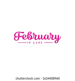february in love - typography design with pink color