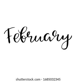 February - modern calligraphy handwritten text vector