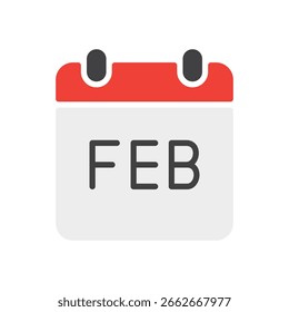 Kalendersymbol für den Februar-Monat. Vektorgrafik. Flaches Design. Bearbeitbarer Strich. Kalendersymbol. Wintermonatszeichen.