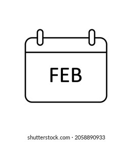 february month calendar line icon vector design, editable stroke line icon