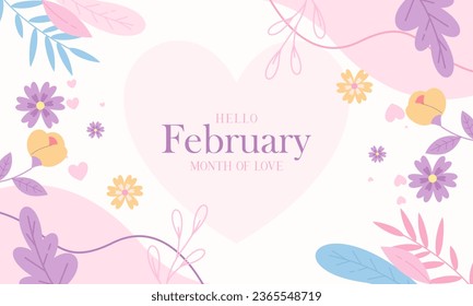 February Month of Love with Flowers Background