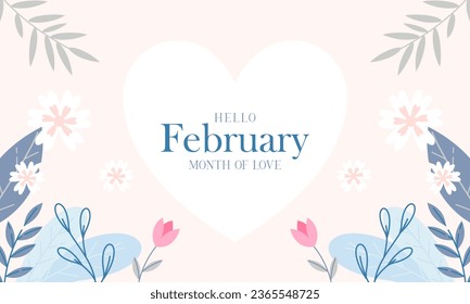 February Month of Love with Flowers Background