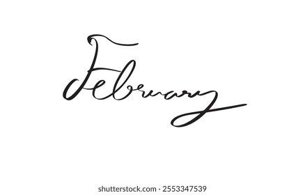 February month script calligraphy hand written lettering label beautiful object happy valentine day love heart card design dating symbol romantic banner poster festival gift valentine febreuary 14 