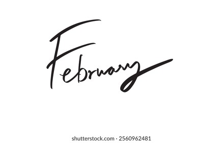 February month text font calligraphy hand written lettering black color year sign symbol romantic love heart happy valentine day poster greeting card word message wedding dating romantic love february