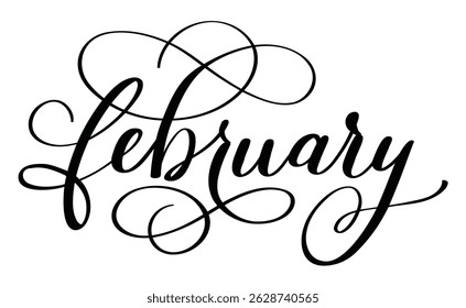 February month written using calligraphic style