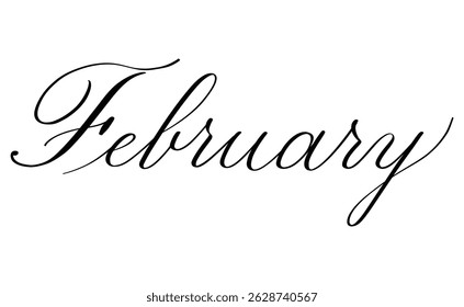 February month written using calligraphic style