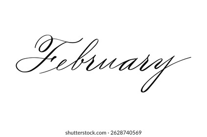 February month written using calligraphic style