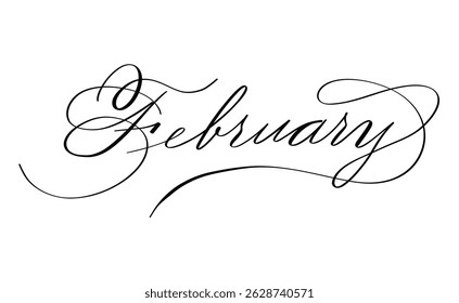 February month written using calligraphic style
