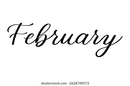 February month written using calligraphic style