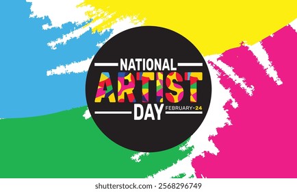 February is National Artist Day background template. Perfect for banners, cards, posters, and social media . Vector design with text inscription and classic color for a professional look