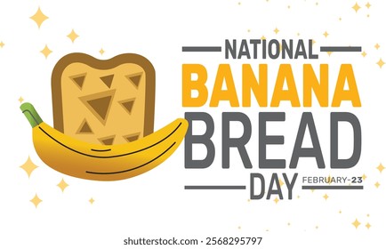 February is National Banana Bread Day background template. Perfect for banners, cards, posters, and social media . Vector design with text inscription and classic color for a professional look