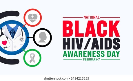 February is National Black HIV AIDS Awareness Day background template with USA flag theme concept. Holiday concept. use to background, banner, placard, card, and poster design template